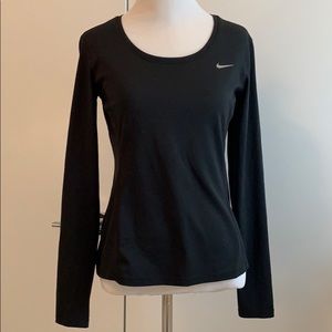 NIKE RUNNING DRI-FIT LONG SLEEVE TOP SHIRT BLACK